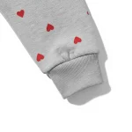 custom loungewear manufacturer USA heart print fabric detail