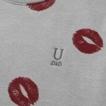 loungewear manufacturer USA lip print fabric detail