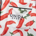 pajama manufacturer USA chili print fabric detail