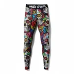 custom printed compression pants manufacturer front view skull leggings