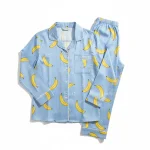 sleepwear manufacturer USA banana print pajama set flatlay