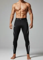 gym compression pants manufacturer black performance spats on model
